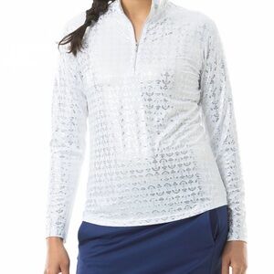 SanSoleil White Anchor Metallic Quarter Zip Size L